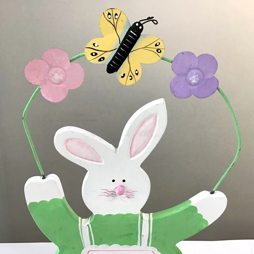 Vintage 1999 Dayton Hudson Bunny Rabbit Wood Cut-Out Easter Spring Decoration